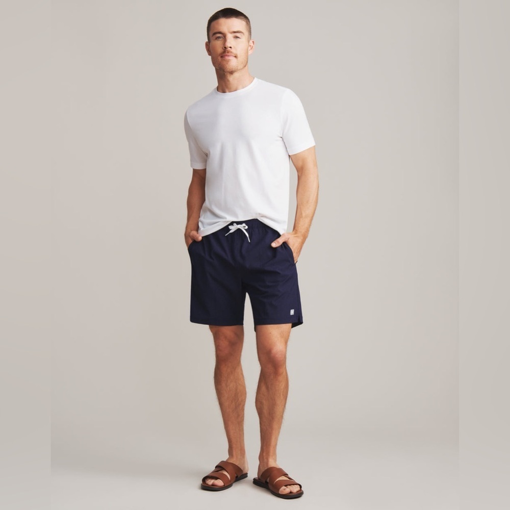 Men’s RHONE 7.5” R&R Swim Trunks with White Drawstring Size S in Color Navy - Picture 4 of 8